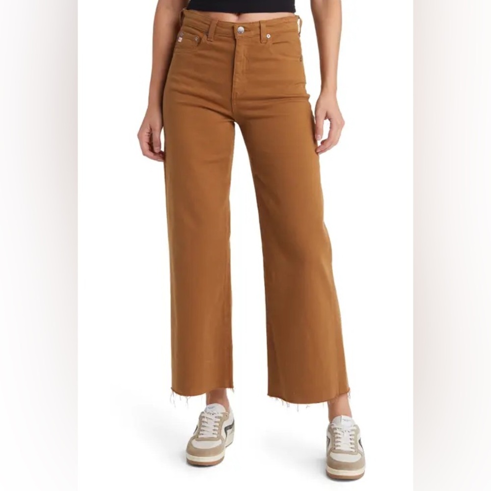Ag Adriano Goldschmied High-Rise Wide-Leg Jeans in Caramel Brown